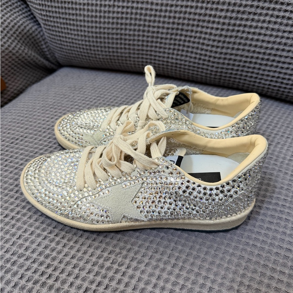 Authentic Gold Goose Ballstar Swarovski Crystal-Embellished Sneakers 37 Rare - Picture 3 of 8